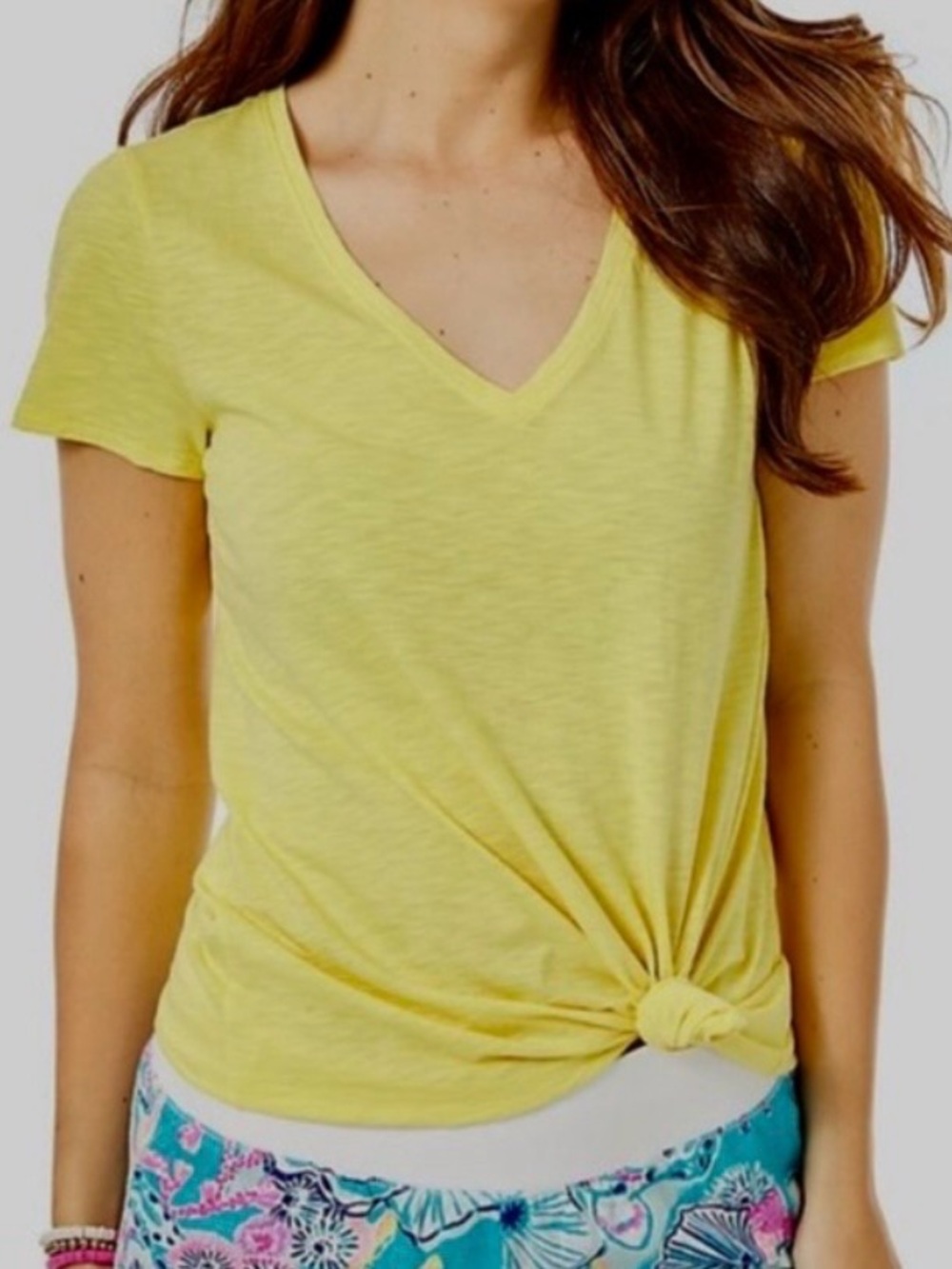 Lilly Pulitzer Calla Yellow Etta V Neck Tee